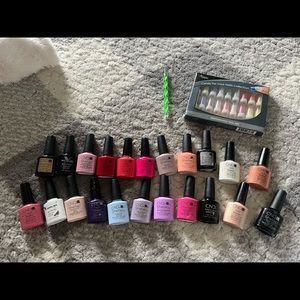 gel light, cords, extra polish, and glitter